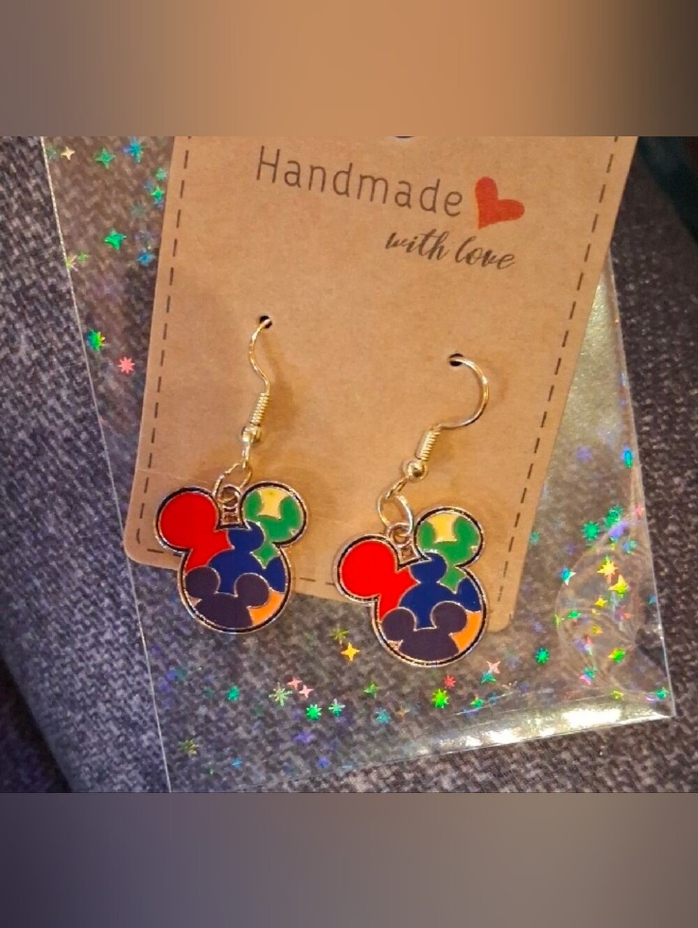 $8 Each Or Bundle 5/$20 Handmade Kids Mickey-Style Colorful Earrings